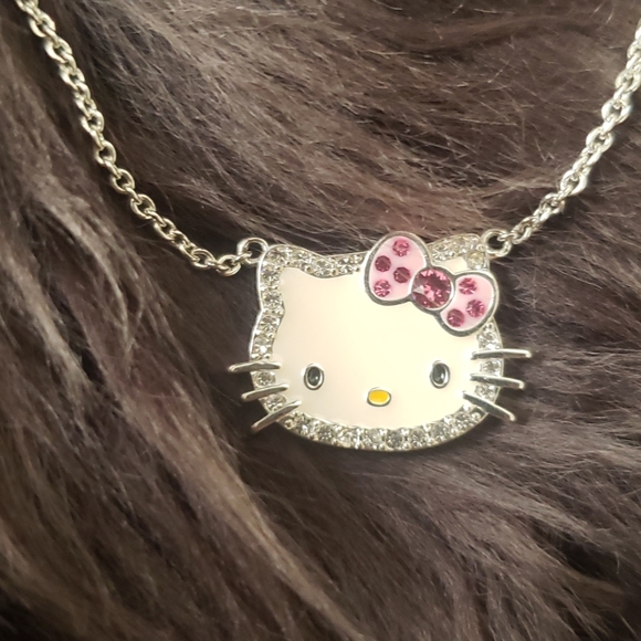 NIB Hello Kitty Silver Plated Crystal Necklace - Picture 3 of 7